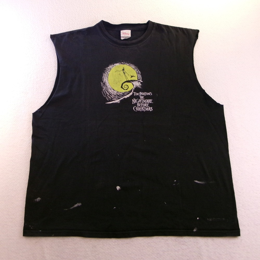 DISNEY STORE NIGHTMARE BEFORE CHRISTMAS SLEEVELESS T SHIRT XXL VINTAGE PAINT/CUT